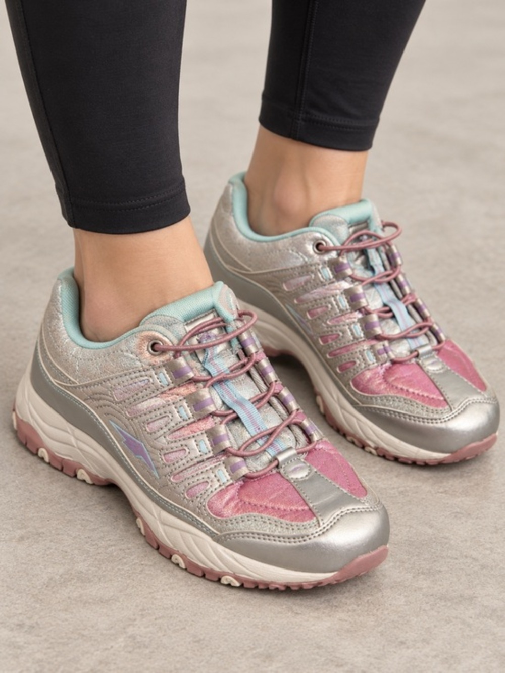 Avia Silver Pink Metallic Trail Walking Sneakers Women’s Size 6